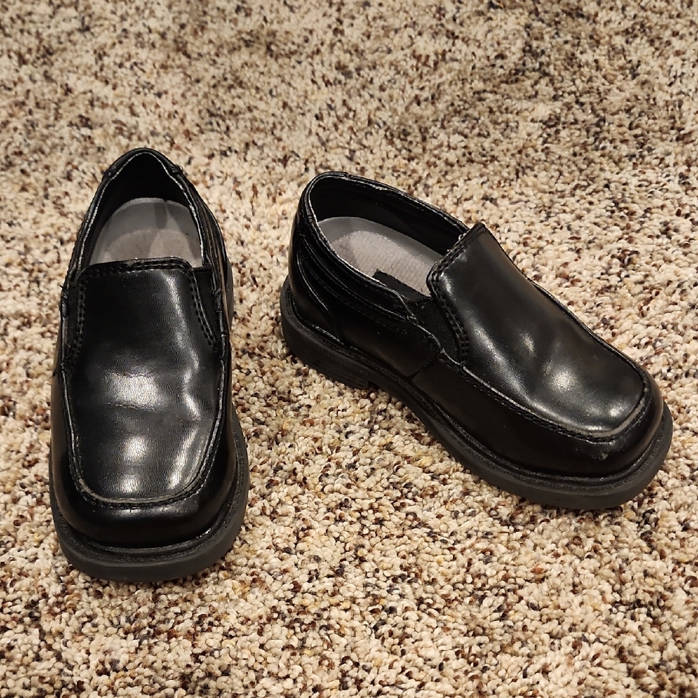 Black Leather Slip-On Shoes